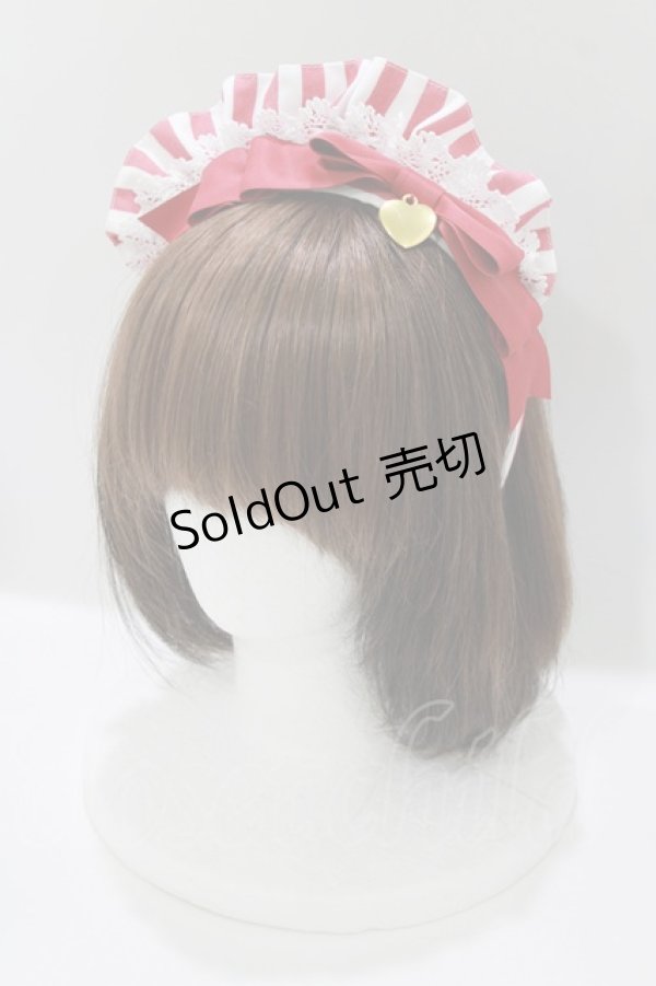 画像1: metamorphose / Chelseaフリルカチューシャ(ストライプ)  レッド H-26-03-16-078-ME-AC-NS-ZH (1)