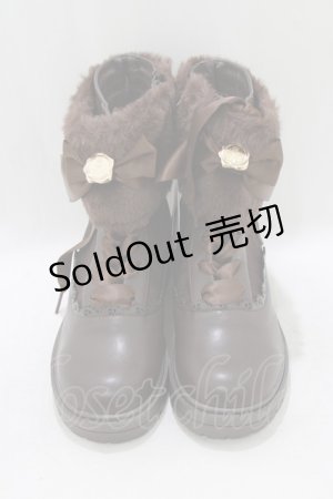 画像: m petit by misako / AMNIFFレースUPブーツ L ブラウン H-26-03-16-080-LO-SH-NS-ZH