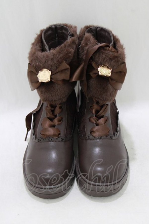 画像1: m petit by misako / AMNIFFレースUPブーツ L ブラウン H-26-03-16-080-LO-SH-NS-ZH (1)