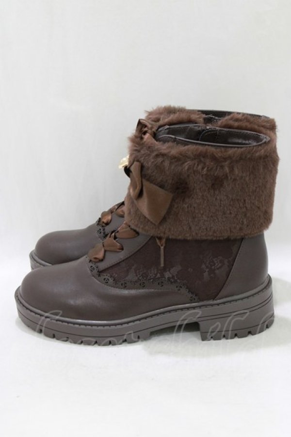 画像2: m petit by misako / AMNIFFレースUPブーツ L ブラウン H-26-03-16-080-LO-SH-NS-ZH (2)