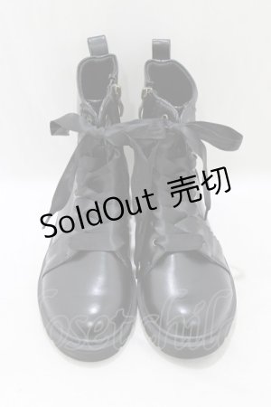 画像: m petit by misako / レースアップショートブーツ L ブラック H-26-03-16-082-0-ZA-NS-ZH