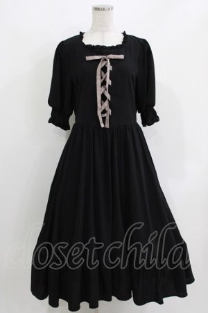 画像: m petit by misako / AMレースアップワンピース L ブラック H-26-03-16-014-LO-OP-NS-ZH