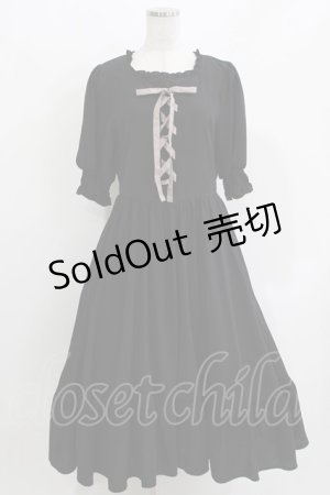 画像: m petit by misako / AMレースアップワンピース L ブラック H-26-03-16-014-LO-OP-NS-ZH