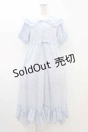 画像: merry jenny / フリルカラーギンガムワンピース  ブルー H-26-03-17-1026-LO-OP-KB-ZH
