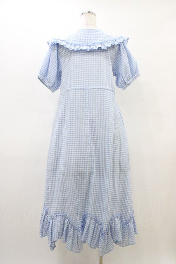画像2: merry jenny / フリルカラーギンガムワンピース  ブルー H-26-03-17-1026-LO-OP-KB-ZH (2)