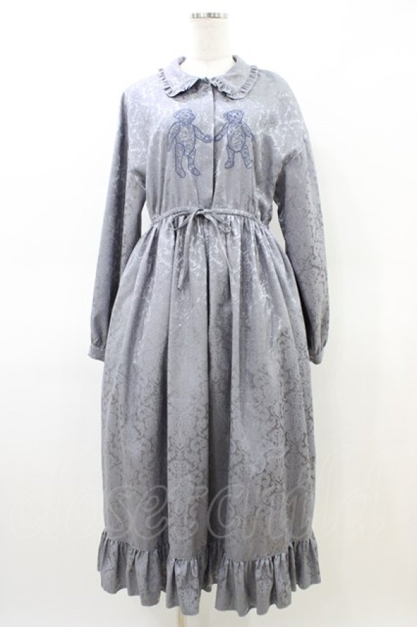 画像1: merry jenny / bearジャガードシャツワンピース  ブルー H-26-03-17-1027-LO-OP-KB-ZH (1)