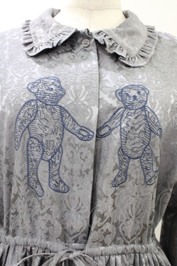 画像3: merry jenny / bearジャガードシャツワンピース  ブルー H-26-03-17-1027-LO-OP-KB-ZH (3)