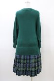 画像2: Jane Marple Dans Le Salon / Knit Tartan check trompe-l'oeil dress  グリーン H-26-03-17-1028-JM-OP-KB-ZH (2)