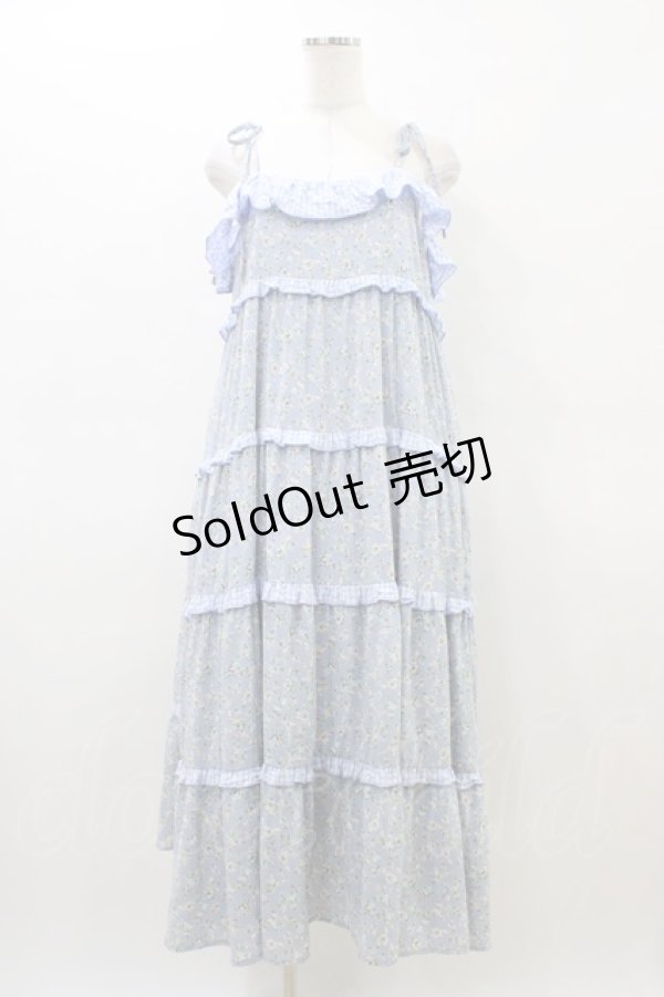 画像1: merry jenny / オフショルfrillキャミワンピース  ブルー H-26-03-17-1030-LO-OP-KB-ZH (1)