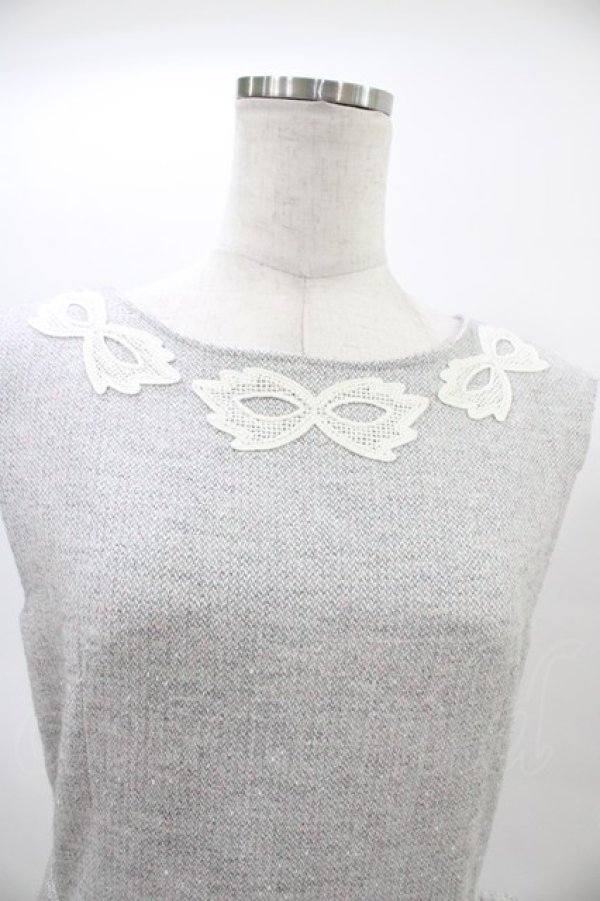 画像3: elements,H / マスケラレースツイードワンピース  グレー H-26-03-17-1031-PU-OP-KB-ZH (3)