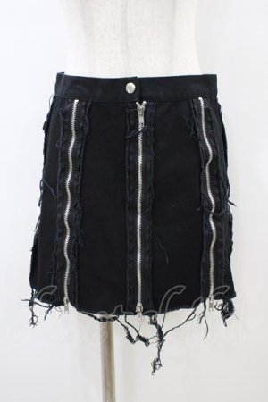 画像: SEXY DYNAMITE LONDON / ダメージZIPスカート  ブラック H-26-03-17-1034-PU-SK-KB-ZH
