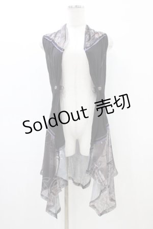 画像: Ozz Croce / 和柄プリントメッシュジレ  黒 H-26-03-17-1036-OO-TO-AK-ZH