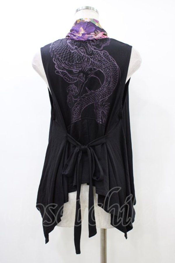 画像2: Qutie Frash / 和柄ジレ  黒 H-26-03-17-1037-QU-TO-AK-ZH (2)