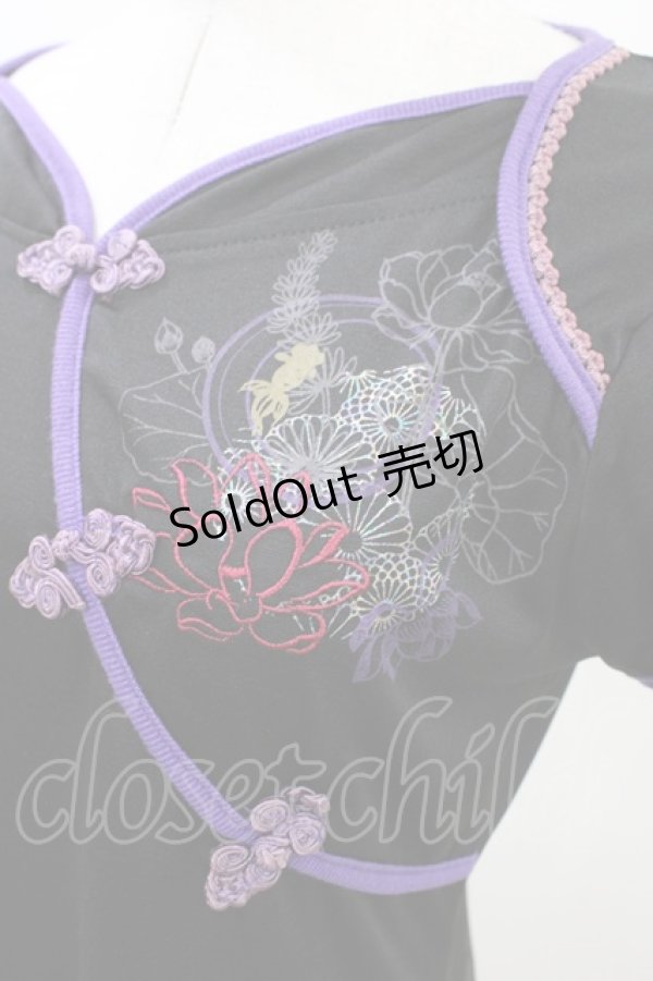 画像4: Ozz oneste / チャイナ刺繍半袖カットソー  黒 H-26-03-17-1044-OO-TO-AK-ZH (4)