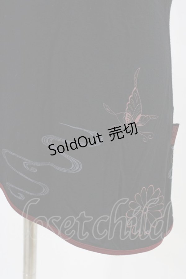 画像3: Ozz oneste / チャイナ刺繍半袖チュニック  黒×赤 H-26-03-17-1045-OO-TO-AK-ZH (3)