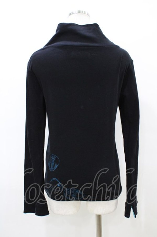 画像2: gouk / 和柄切替カットソー  黒×青 H-26-03-17-1046-GO-TO-AK-ZH (2)