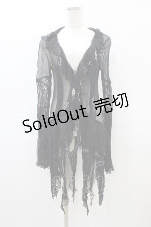 画像: h.NAOTO / レースアップシースルーカーデ  黒 H-26-03-17-1047-HN-TO-AK-ZH