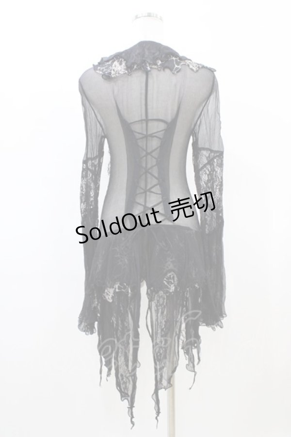 画像2: h.NAOTO / レースアップシースルーカーデ  黒 H-26-03-17-1047-HN-TO-AK-ZH (2)