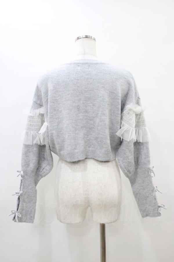 画像2: merry jenny / シャーリングチュールニットカーディガン  グレー H-26-03-17-1050-LO-TO-KB-ZH (2)
