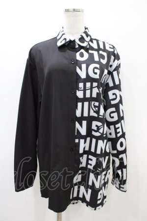 画像: NieR Clothing / プリント切替シャツ  黒 H-26-03-17-1052-PU-BL-KB-ZH