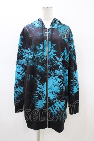 画像: NieR Clothing / 総柄ZIPパーカー  黒 H-26-03-17-1056-PU-TO-KB-ZH