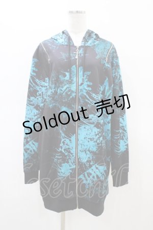 画像: NieR Clothing / 総柄ZIPパーカー  黒 H-26-03-17-1056-PU-TO-KB-ZH