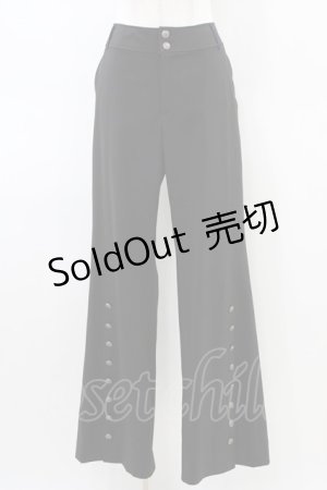 画像: Moi-meme-Moitie / スリットロゴ釦パンツ 2 ブラック H-26-03-17-1008-MO-PA-KB-ZH