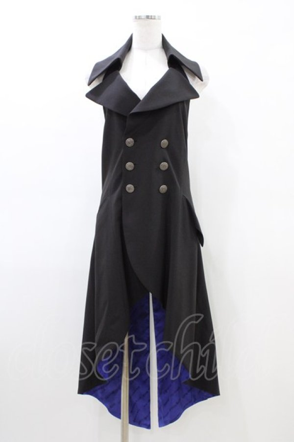 画像1: Moi-meme-Moitie / 後ろ編み上げ燕尾ジレ Man ブラック H-26-03-17-1009-MO-TO-KB-ZH (1)