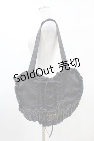 画像: ATELIER PIERROT / Lace up Ribbon Heart Bag 黒  H-26-03-17-1003-EL-BG-AK-ZH