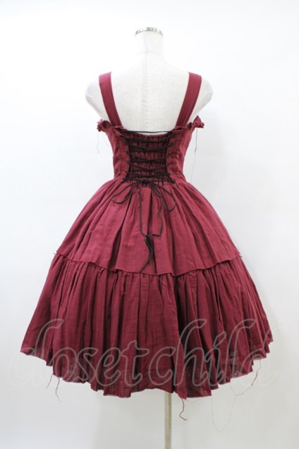 画像2: ATELIER PIERROT / Midnight Reverie gauzeジャンパースカート F ワイン H-26-03-17-1023-EL-OP-KB-ZH (2)