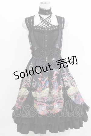 画像: Ozz oneste / チョーカー風ホルター和柄ジャンパースカート  黒 H-26-03-18-002-OO-OP-KB-ZH