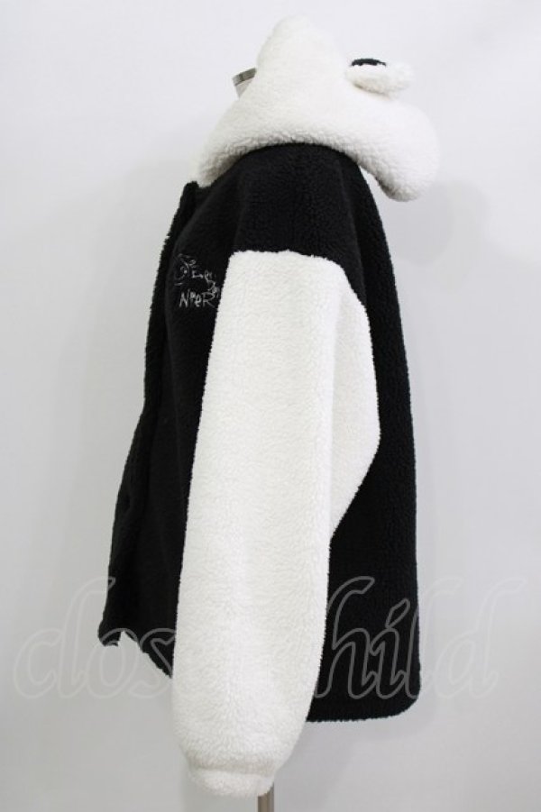 画像2: NieR Clothing / 耳付きフードバイカラーボアアウター  白×黒 H-26-03-18-029-PU-CO-KB-ZH (2)