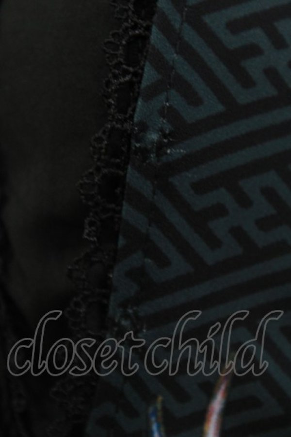 画像7: Ozz oneste / チョーカー風ホルター和柄ジャンパースカート  黒 H-26-03-18-002-OO-OP-KB-ZH (7)