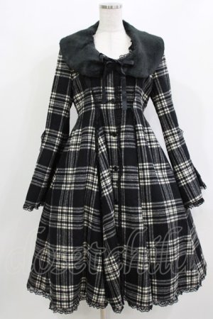 画像: MARBLE / レースバッスル風チェックコート  黒 H-26-03-18-003-GO-CO-KB-ZH