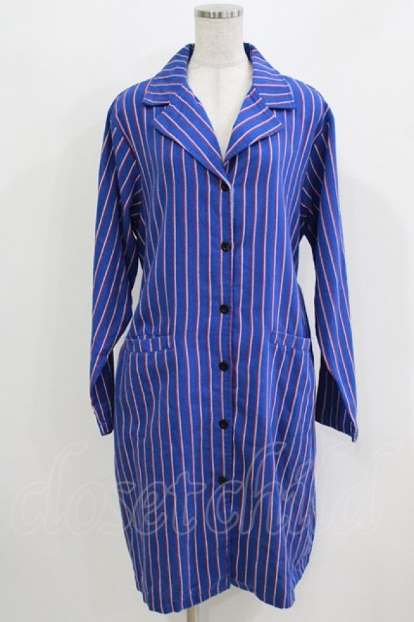 画像1: Drug Honey / ストライプロングジャケット  青 H-26-03-18-041-PU-JA-KB-ZH (1)