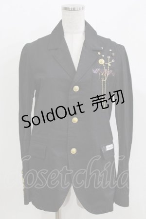 画像: h.ANARCHY / スカルプリントボタンジャケット  黒 H-26-03-18-042-HN-JA-KB-ZH