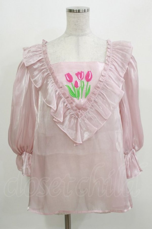 画像1: Candy Stripper / CHULIP ORGANDIEブラウス  ピンク H-26-03-18-044-PU-BL-KB-ZH (1)