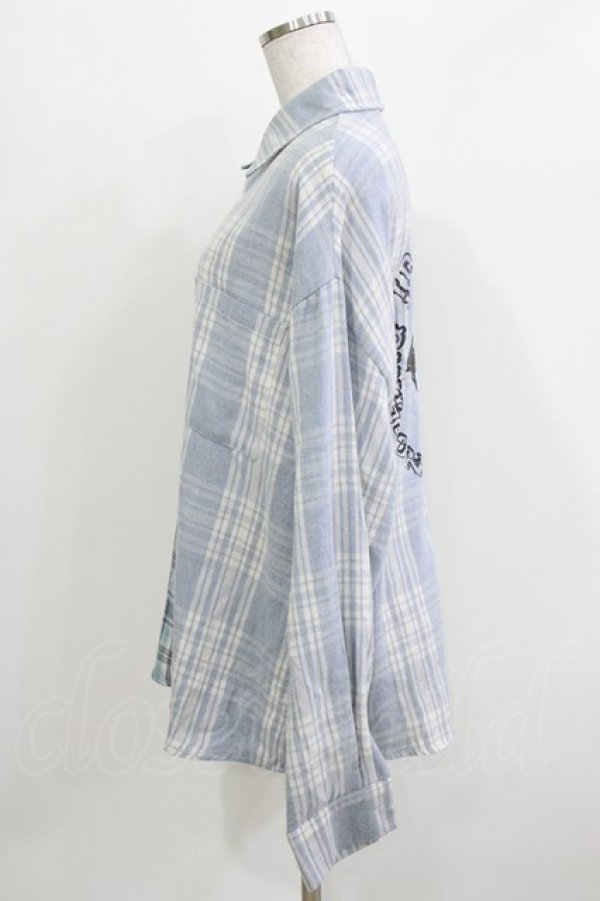 画像2: NieR Clothing / 切替チェックシャツ  ブルー H-26-03-18-046-PU-BL-KB-ZH (2)
