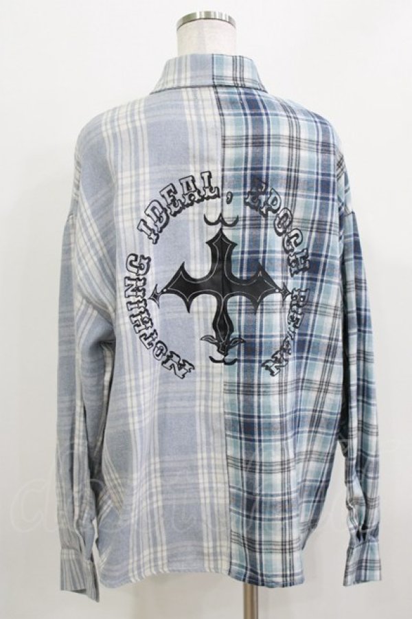 画像3: NieR Clothing / 切替チェックシャツ  ブルー H-26-03-18-046-PU-BL-KB-ZH (3)