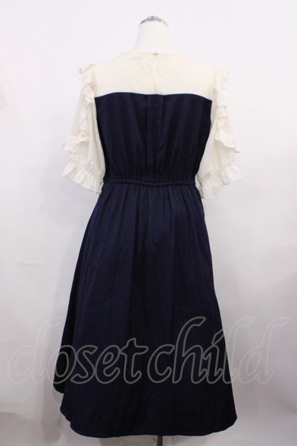 画像2: axes femme / ローズ刺繍ドッキングワンピース M ネイビー H-26-03-18-1011-AX-OP-NS-ZH (2)