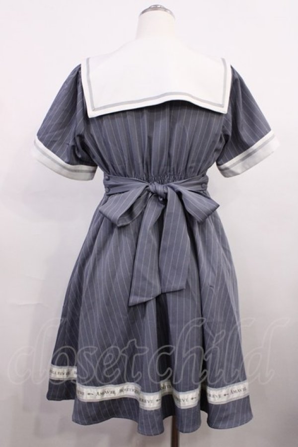画像2: Amavel / Message Ribbonスクエアセーラーワンピース Free サックス H-26-03-18-1013-CA-OP-NS-ZH (2)