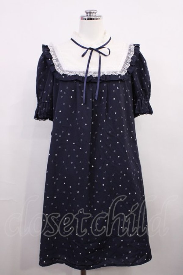 画像1: Secret Honey / ヨークチュールハート柄ワンピース Free ネイビー H-26-03-18-1016-CA-OP-NS-ZH (1)