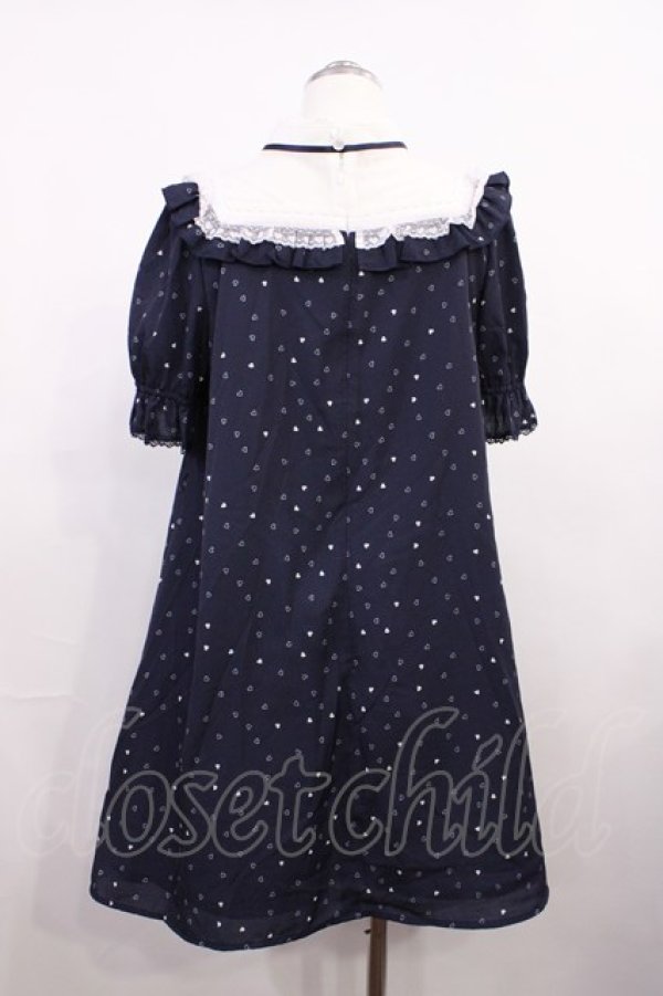 画像2: Secret Honey / ヨークチュールハート柄ワンピース Free ネイビー H-26-03-18-1016-CA-OP-NS-ZH (2)