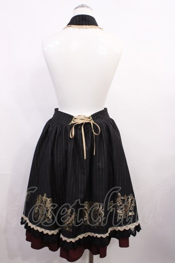 画像2: To Alice / 付け襟付きストライプスカート S ブラック/ワイン H-26-03-18-1018-LO-SK-NS-ZH (2)