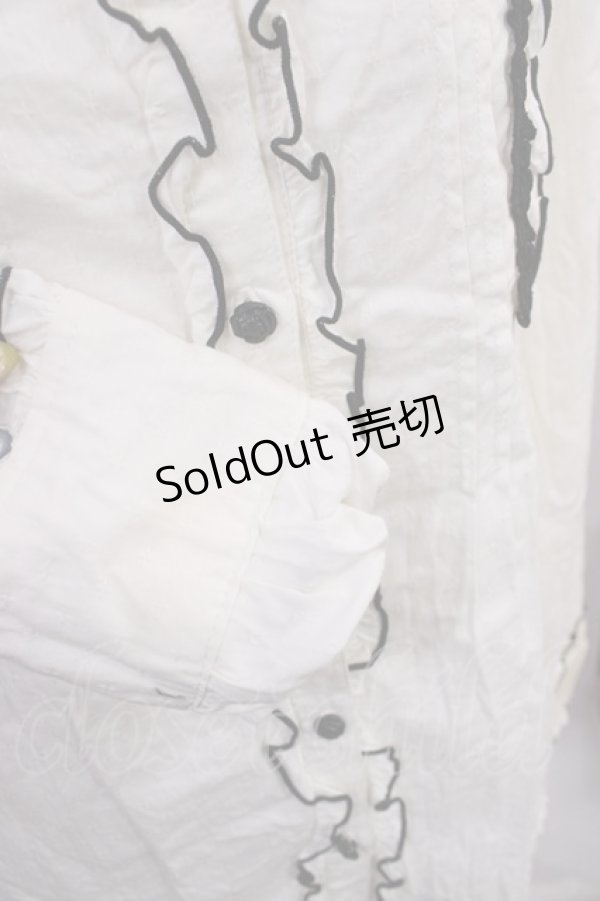 画像4: axes femme / 配色フリルブラウス M オフ/ブラック H-26-03-18-1030-AX-BL-NS-ZH (4)