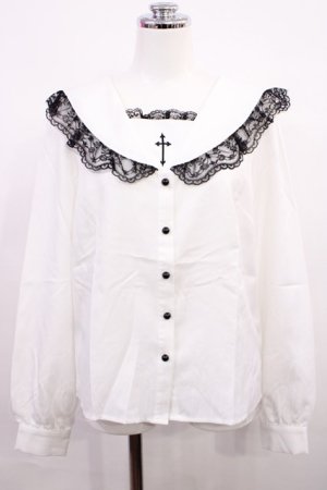 画像: MA*RS / 胸当て付きクロス刺繍セーラーブラウス Free オフ H-26-03-18-1031-EL-BL-NS-ZH