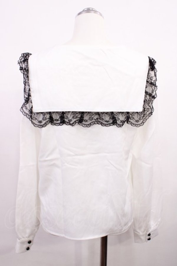 画像2: MA*RS / 胸当て付きクロス刺繍セーラーブラウス Free オフ H-26-03-18-1031-EL-BL-NS-ZH (2)