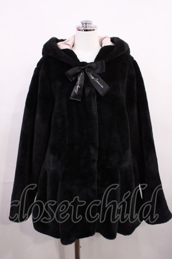 画像1: Honey Cinnamon / うさ耳ファーコート Free ブラック H-26-03-18-1034-LO-CO-NS-ZH (1)