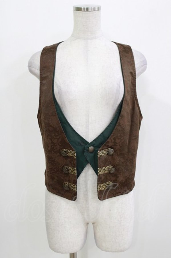 画像1: STEAM / ナポレオンレイヤード風ベスト  茶×カーキ H-26-03-18-049-HN-TO-KB-ZH (1)