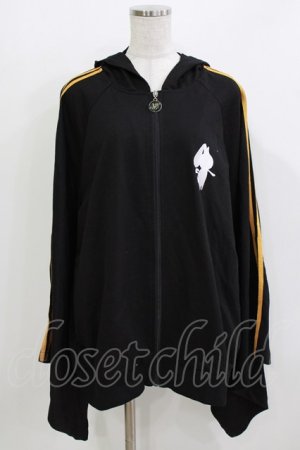 画像: NieR Clothing / 着物風袖ORANGE LINE ZIP OUTER  黒 H-26-03-18-058-PU-TO-KB-ZH